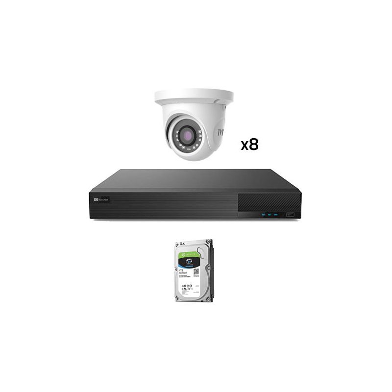 Tvt KIT_TVT_1080_2 Kit CCTV 8 caméras dôme TVT préconfigurées 1080p