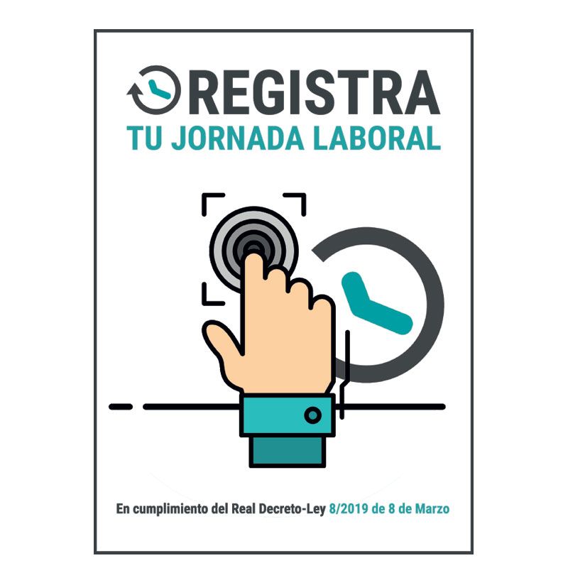 Bysecur BSC20571 Placa / Cartel Registro Jornada Laboral PVC para interior/exterior.Homologado según normativa vigente