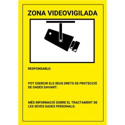 Bysecur BSC27087 Plaque/affiche en catalan de la Zone de Vidéosurveillance PVC pour intérieur/extérieur