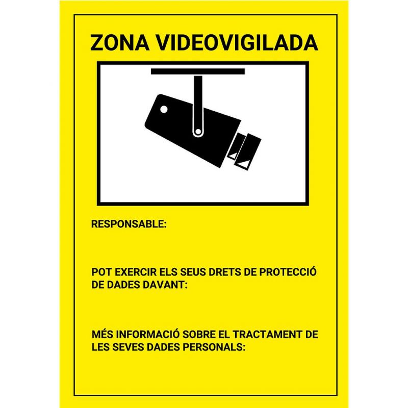 Bysecur BSC27087 Placa / cartel en catalán de Zona Videovigilada PVC para interior/exterior