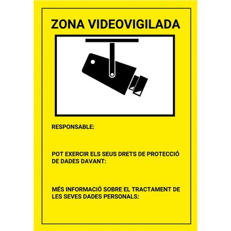 Bysecur BSC27087 Plaque/affiche en catalan de la Zone de Vidéosurveillance PVC pour intérieur/extérieur