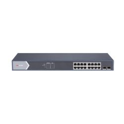 Hikvision DS-3E1518P-SI Switch 16 puertos PoE 10/100/1000 Mbps 2 Puertos SFP Uplink Hik ProConnect Gestión inteligente…