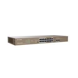 Ipcom G1118P-16-250W Switch 18 ports non gérés L2 16 Gigabit PoE + 2SFP Rackable 1U