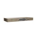 Ipcom G1118P-16-250W Switch 18 portas não gerenciadas L2 16 Gigabit PoE + 2SFP Rackable 1U