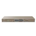 Ipcom G1118P-16-250W Switch 18 portas não gerenciadas L2 16 Gigabit PoE + 2SFP Rackable 1U