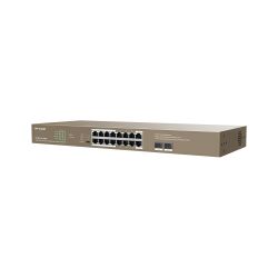 Ipcom G1118P-16-250W Switch 18 portas não gerenciadas L2 16 Gigabit PoE + 2SFP Rackable 1U