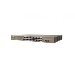 Ipcom G1126P-24-410W Switch 24 portas Gigabit PoE + 2 portas SFP não gerenciáveis, L2 IP-COM montável em rack