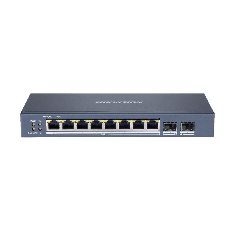 Hikvision DS-3E1510P-SI Switch 8 ports PoE+ 10/100/1000 Mbps 2 Ports SFP Liaison montante Gestion intelligente Hikvision