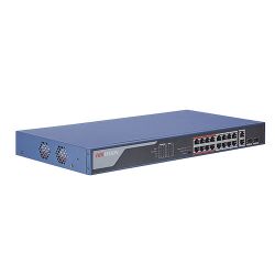 Hikvision DS-3E0318P-E(C) Switch Hikvision 16 puertos PoE 10/100M RJ45, 2 puertos Gigabit RJ45, 2 puertos Gigabit SFP,…