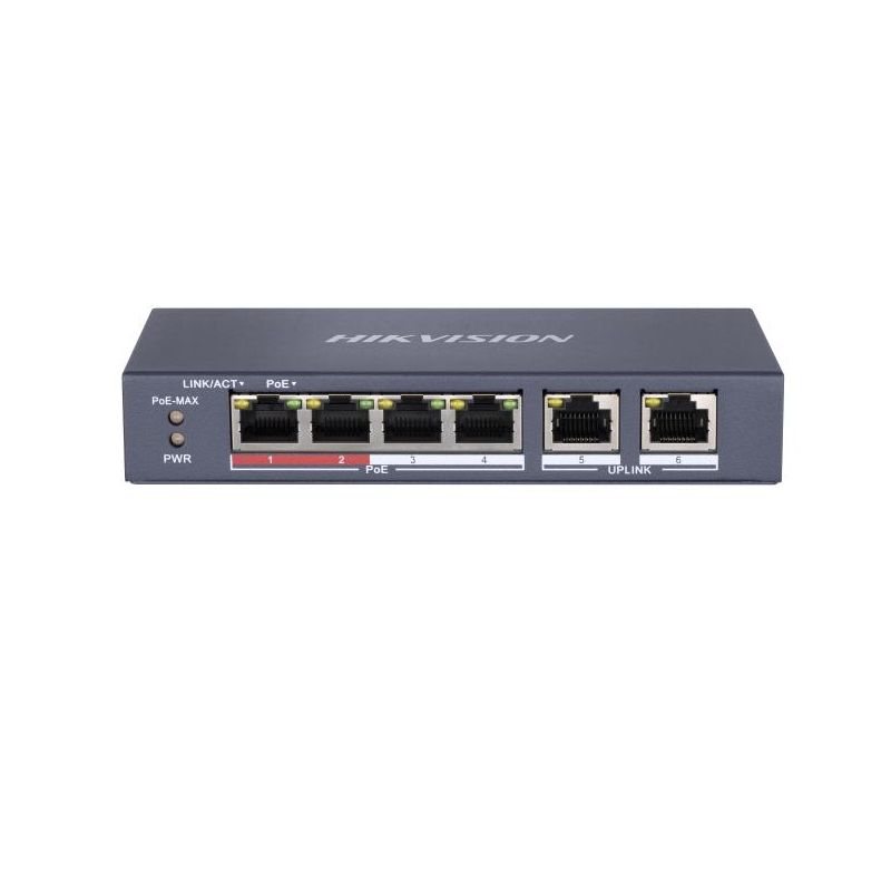 Hikvision DS-3E0106MP-E/M Switch POE não gerenciado Fast Ethernet de 4 portas e 100 Mbps