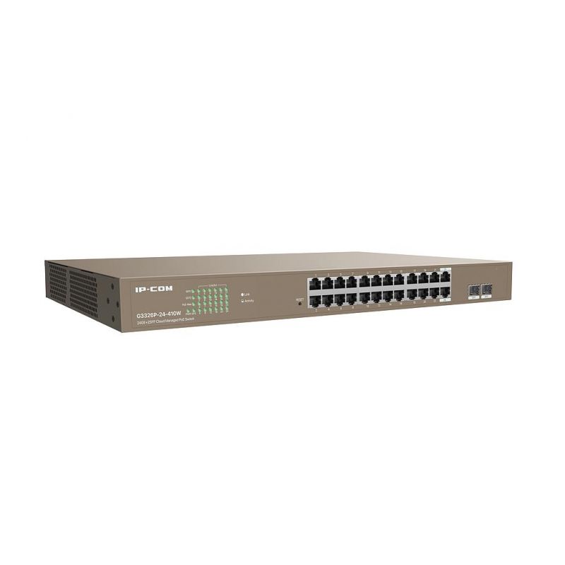 Ipcom G3326P-24-410W Switch inteligente 24 PoE Gigabit + 2 puertos SFP Gestionable Acceso a nube L2 IP-COM