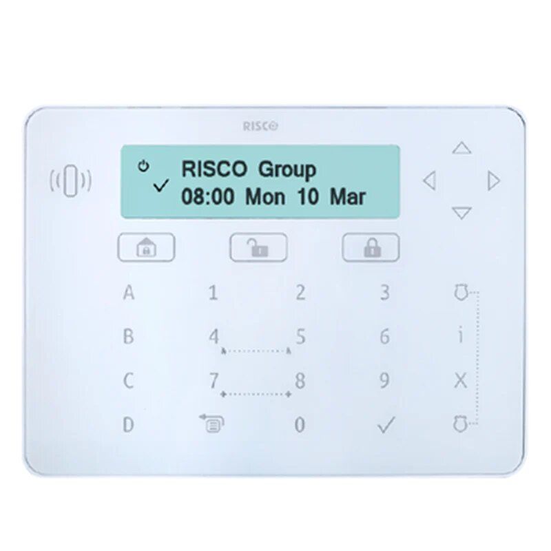 Risco RPKELPWT0GEB Elegant white touch keypad (without RISCO LOGO), for LightSYS control panels, Grade 3 certified