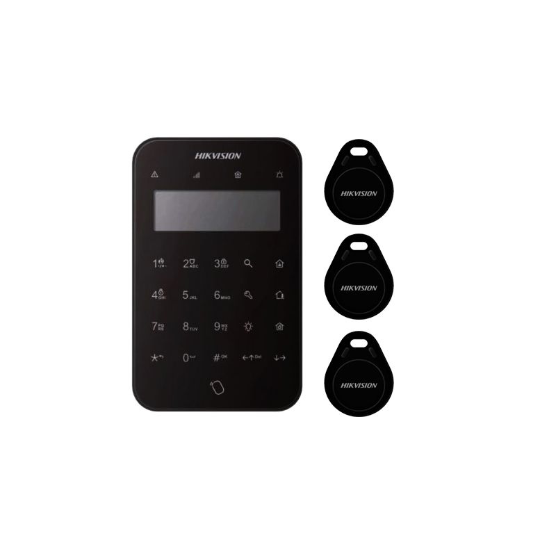 Hikvision alarms DS-PK1-LT-WE(BLACK)   Teclado touch LCD sem fio 868MHz retroiluminação LED Tri-X Leitor de…