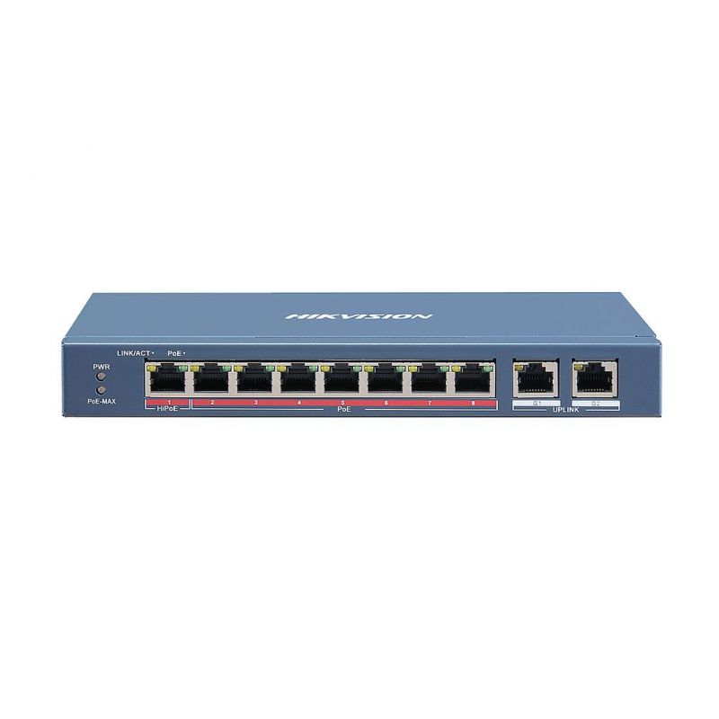 Hikvision DS-3E1310HP-EI Managed Smart Switch 8 ports 100Mbps PoE + 2 ports RJ45 Gigabit Hi-Poe