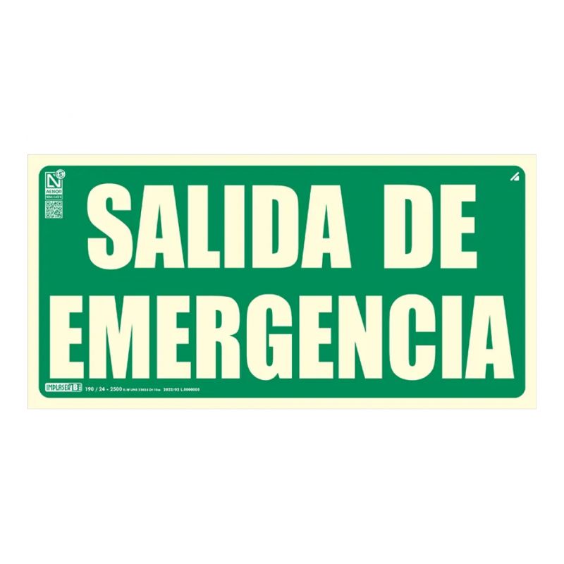 Implaser EV373N-20M Señal salida de emergencia 64x32cm. 20m