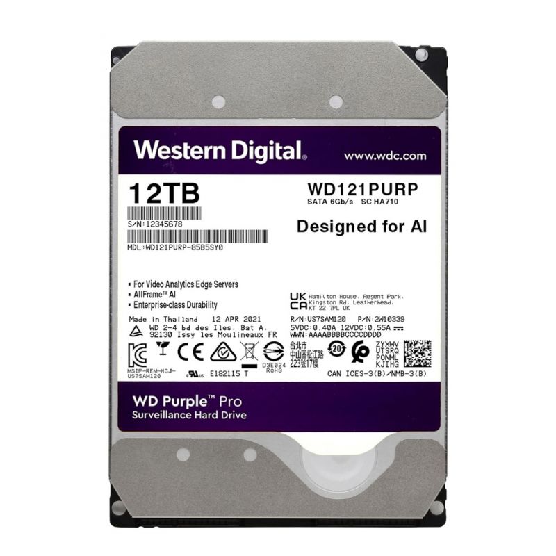 Western digital WD121PURP Disco rígido especial para vigilância por vídeo de 12 TB