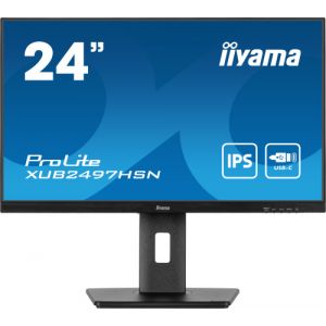 IIYAMA XUB2497HSN-B2 24'' display with IPS technology panel, USB-C dock and RJ45 (LAN) Equipped…