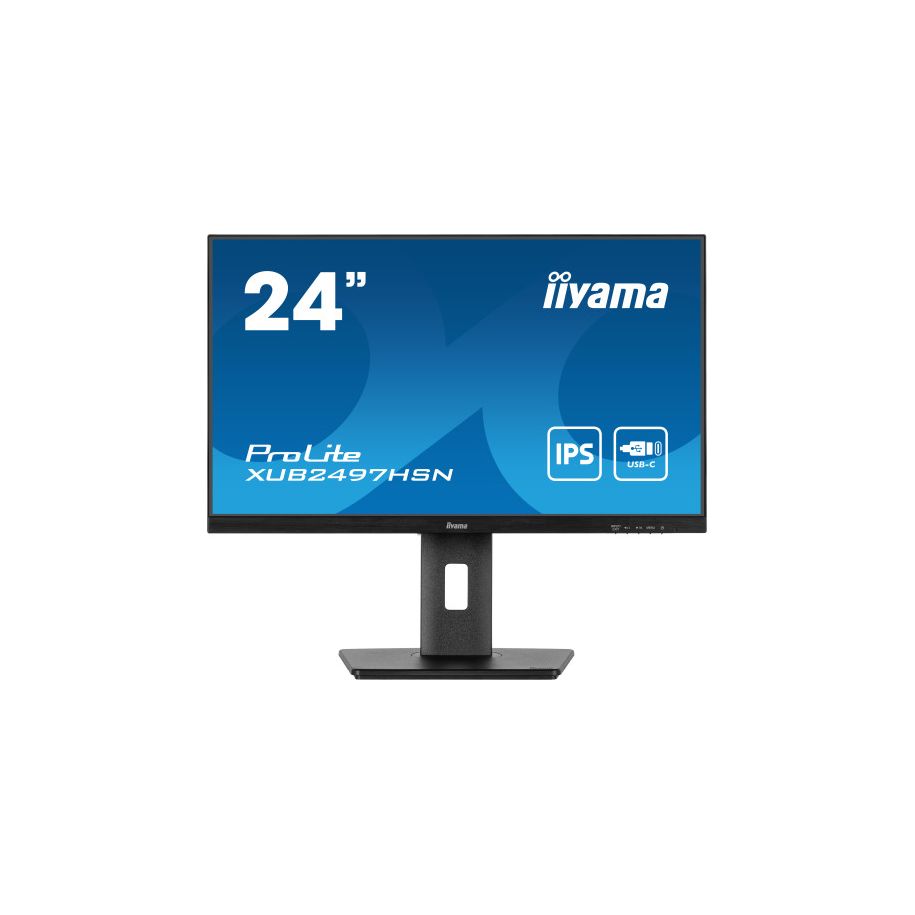 IIYAMA XUB2497HSN-B2 24'' display with IPS technology panel, USB-C dock and RJ45 (LAN) Equipped…