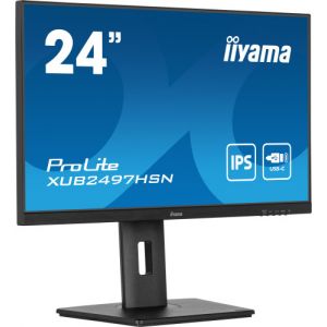 IIYAMA XUB2497HSN-B2 24'' display with IPS technology panel, USB-C dock and RJ45 (LAN) Equipped…