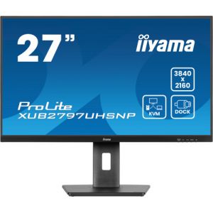 IIYAMA XUB2797UHSNP-B1 27" 4K IPS Display with RJ45 (LAN), KVM Switch and USB-C Dock with 96W Power…