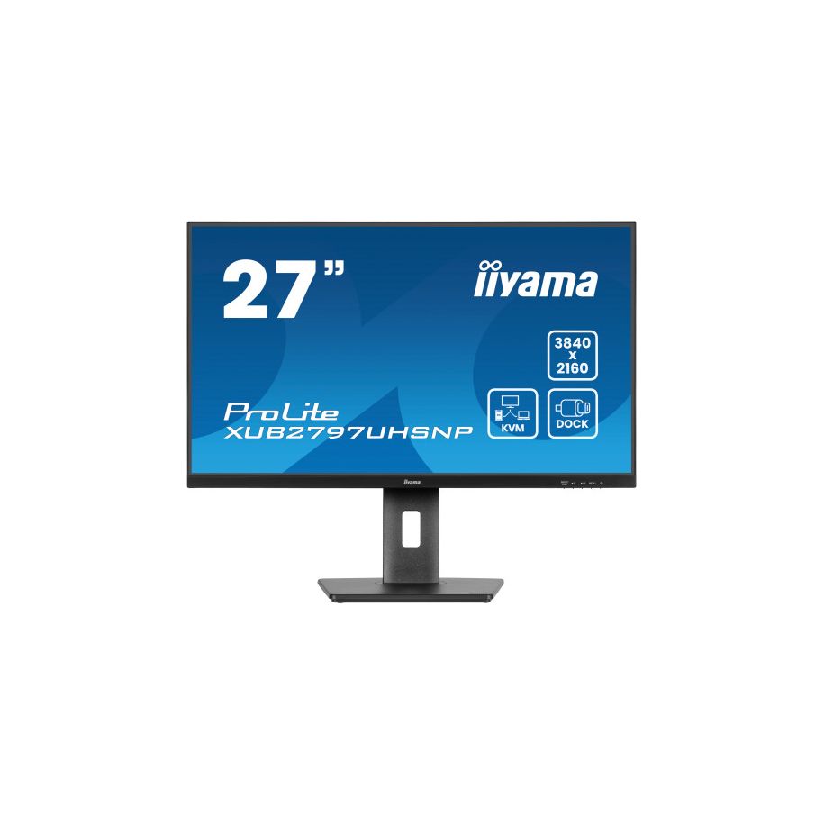 IIYAMA XUB2797UHSNP-B1 27" 4K IPS Display with RJ45 (LAN), KVM Switch and USB-C Dock with 96W Power…