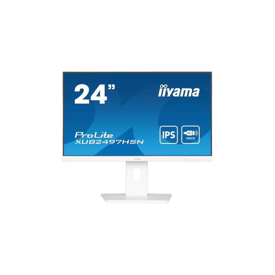 IIYAMA XUB2497HSN-W2 24'' display with IPS technology panel, USB-C dock and RJ45 (LAN) Equipped…