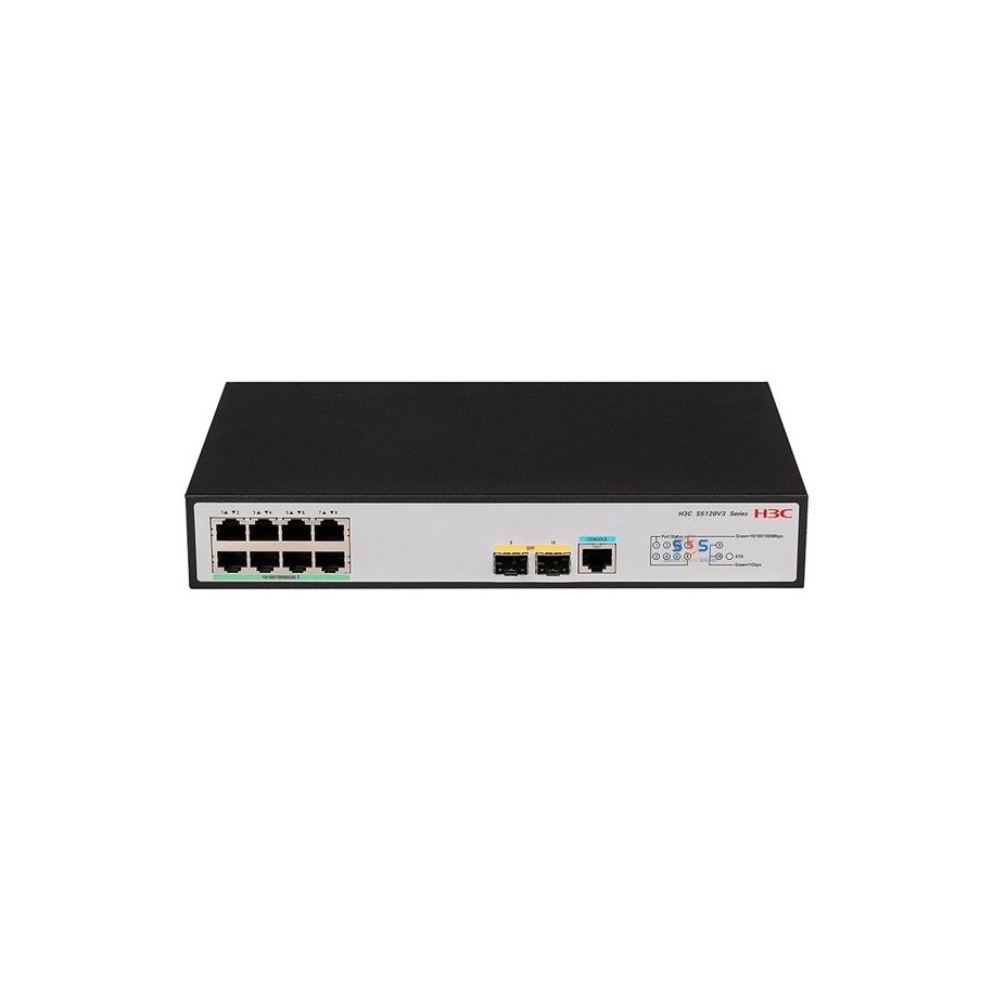 H3C 9801A41P Commutateur Ethernet H3C S5120V3-10P-PWR-LI L2 avec 8 ports PoE+ 10/100/1000BASE-T (AC…