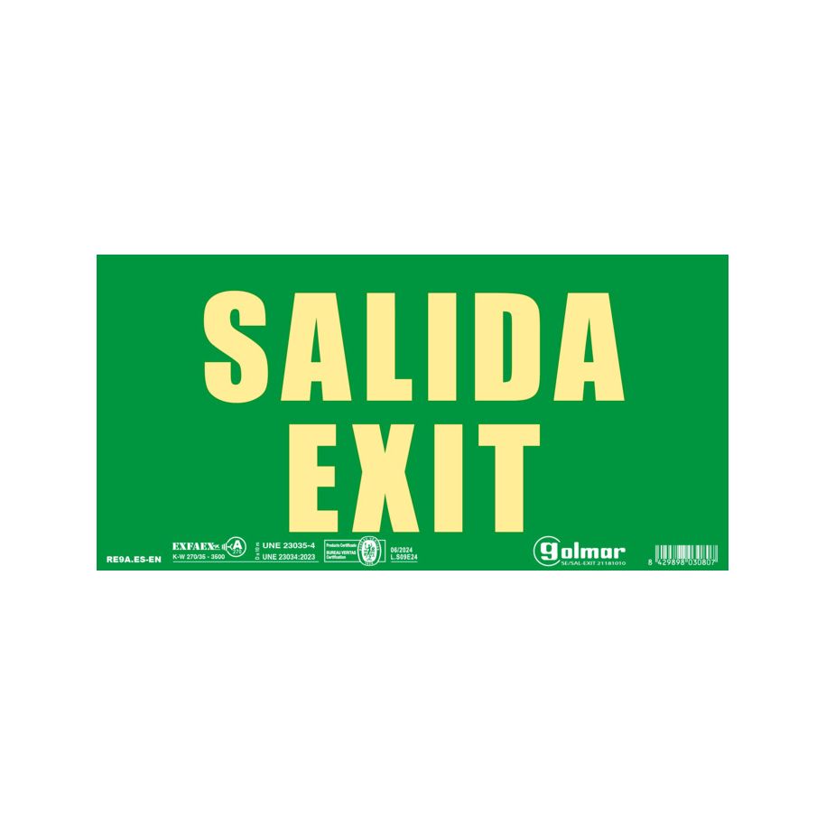 Golmar SE/SAL-EXIT SEñALIZACION OPTICA "SALIDA EXIT". SEñALIZACION OPTICA "SALIDA EXIT"