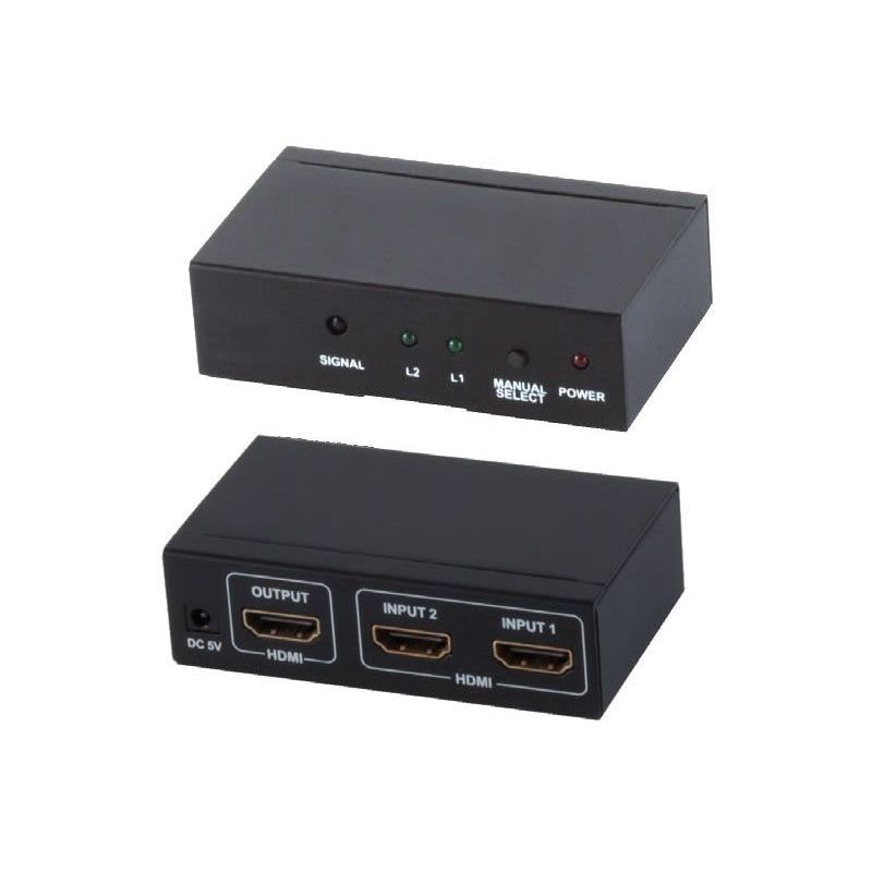 HDMI 2x1 Switch with remote control (2 in - 1 out), 4K UHD, DHCP, 3D