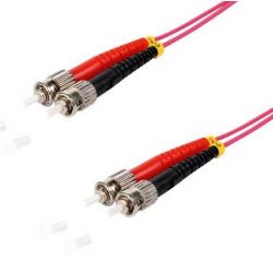 Cable de fibra óptica Duplex ST/ST  de 1m violeta,  50/125μ Multimodo