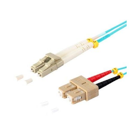 Cable de fibra óptica Duplex  LC/SC de  3m Azul,  50/125μ Multimodo OM3